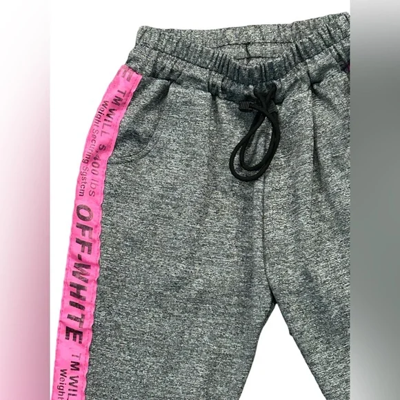 Off-White TM Will 5,400 Womens Gray Pink Cropped Joggers Workout Pants Sz S/M